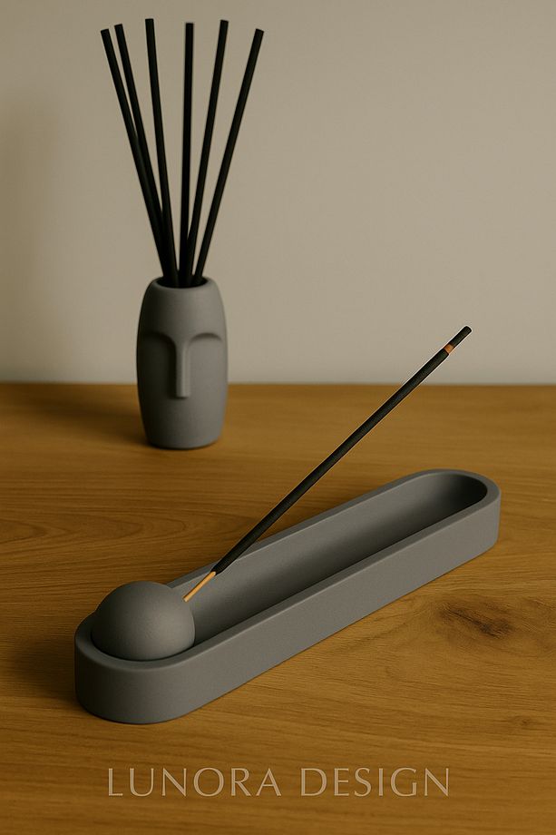 Modern Gri Tütsülük ve Difüzör Seti – El Yapımı Minimalist Tasarım - 1