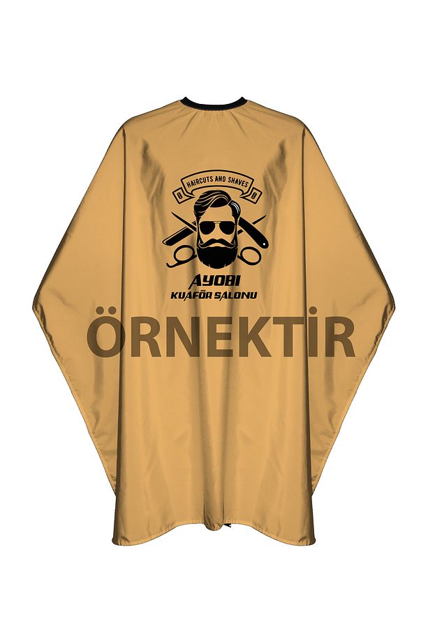 Kuaför Berber Önlüğü Penuar Gold Renk Kişiye Özel İsim Yazılı Baskılı Önlük Traş Örtüsü Mikro - 2