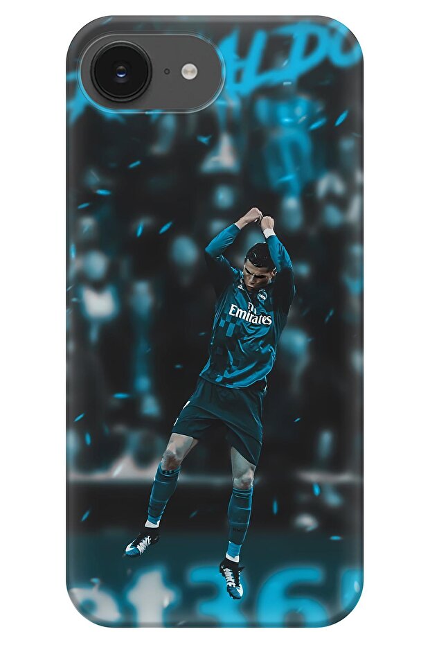 Apple iPhone 16E Case Kapak Covers 13 Ronaldo Forması Mavi - 1