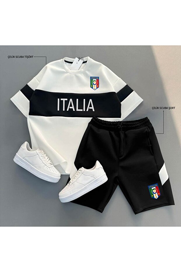 İtalia Çelik Scuba Alt Üst Takım Tişört ve Şort 2li - 1