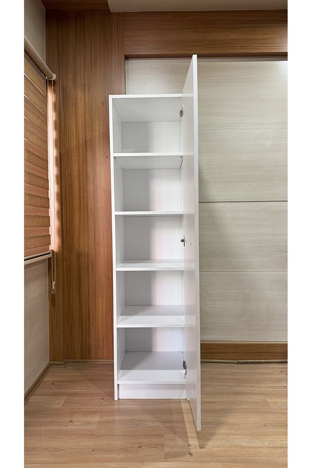 - Ladik - Beyaz Tek Kapaklı Gardırop 180-45-45 Cm (ÇİFT YÖNLÜ KAPAK) - 3