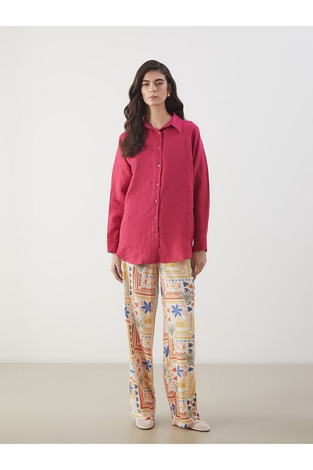 LCW Modest Oversize Keten Kadın Gömlek - 2