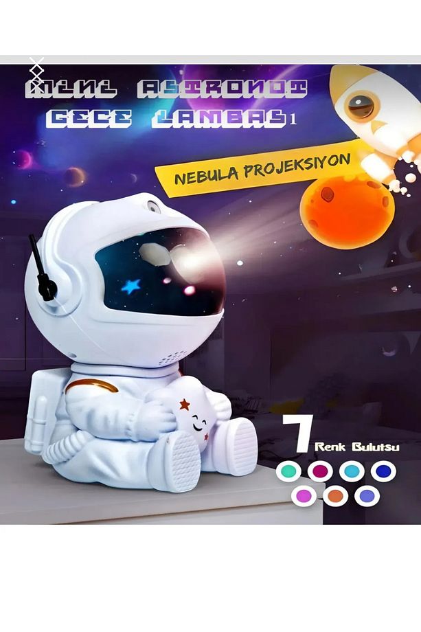 Bluetooth Astronot Projektor Gece Lambası Projeksiyon Dinlendirici Sesler Ve Uzaktan Kumanda - 5