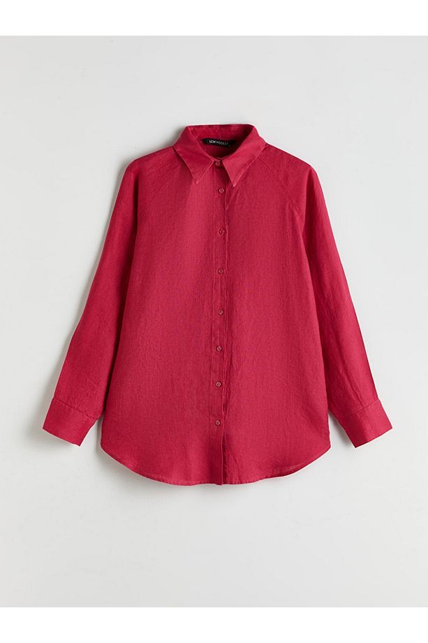 LCW Modest Oversize Keten Kadın Gömlek - 5