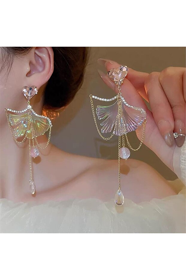 Pink Heart Stone Lotus Princess Earrings