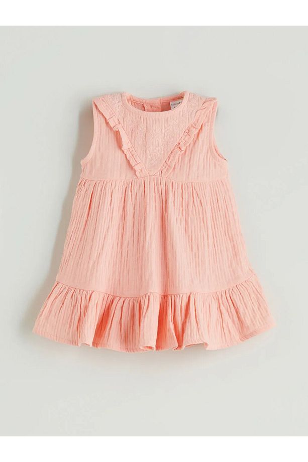 LCW baby Pembe Bisiklet Yaka Basic Kız Bebek Elbise - 4