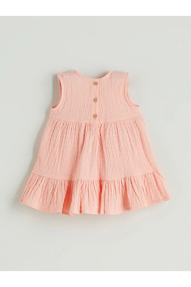 LCW baby Pembe Bisiklet Yaka Basic Kız Bebek Elbise - 3