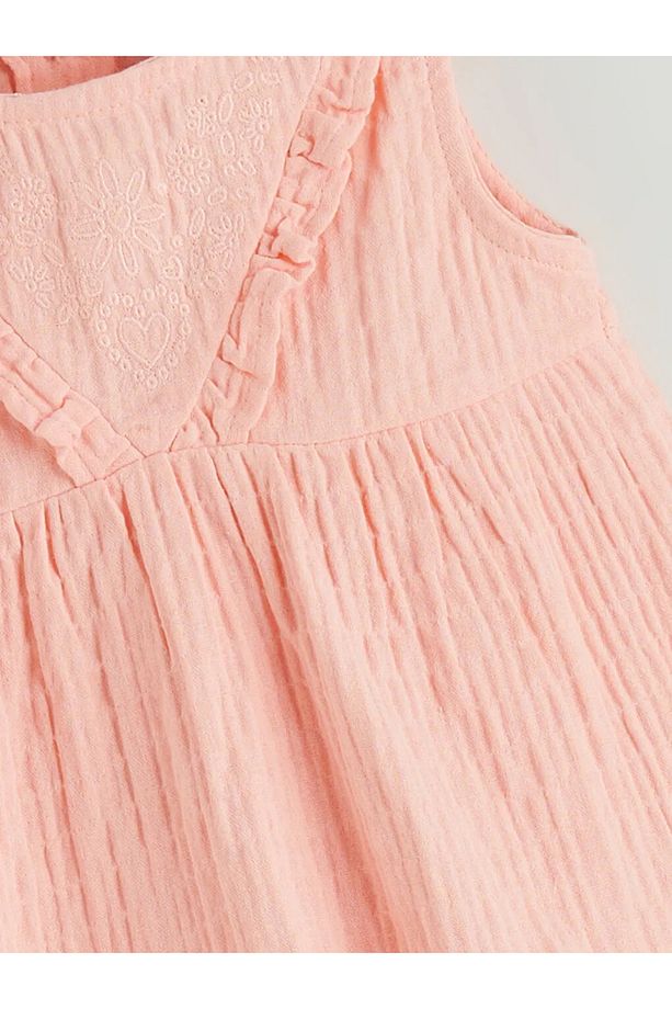 LCW baby Pembe Bisiklet Yaka Basic Kız Bebek Elbise - 2