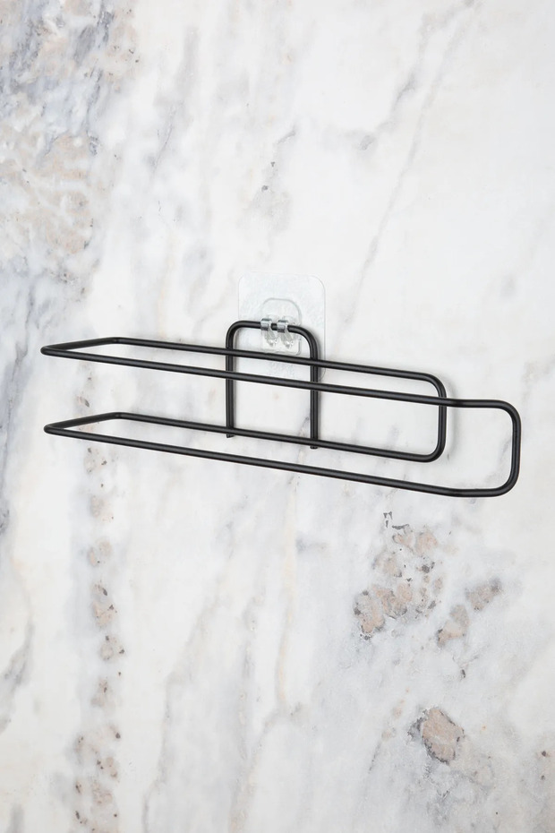 Sticker Adhesive Black Paper Roll Towel Holder Napkin Holder Adhesive Kitchen Bathroom Hanger