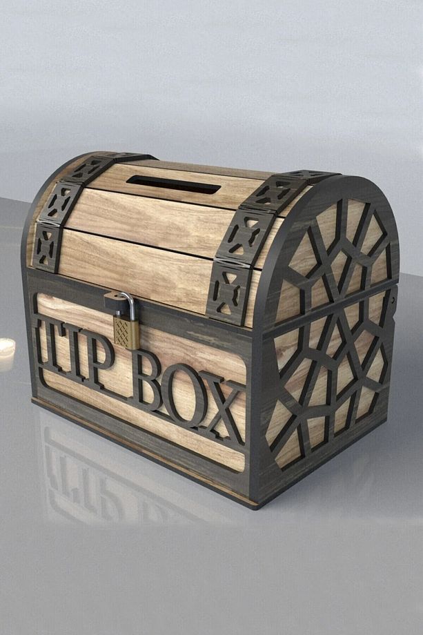 Klitli Ahşap Tip Box Bahşiş Kutusu Ve Kumbara Sandık Tipi Tipbox Hediyelik Tipbox Kumbara Seç - 6