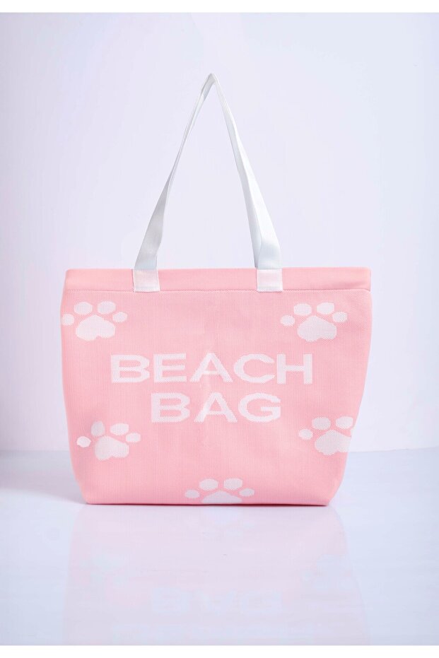 Paw Patterned Knitwear Beach Bag - 2