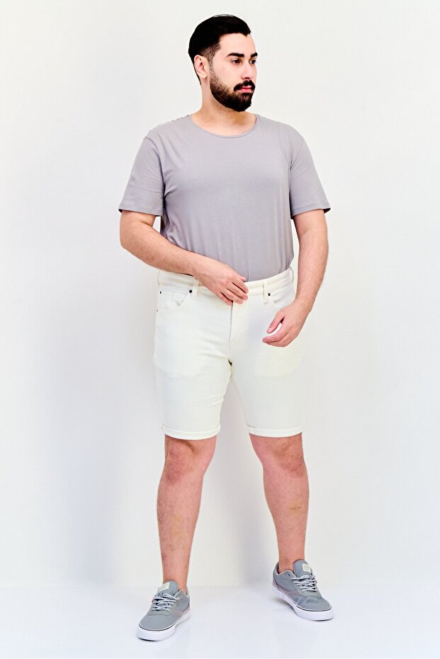 شورت رجالي سادة، باللون الأبيض - 4