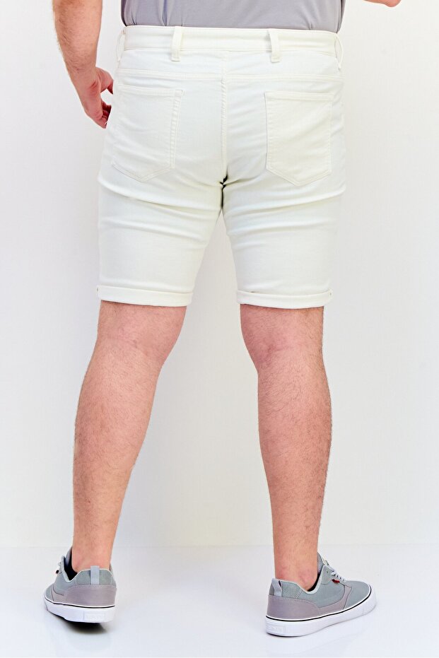 شورت رجالي سادة، باللون الأبيض - 3