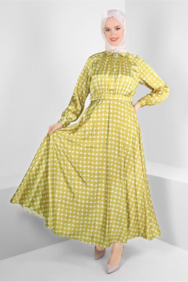 GEOMETRIC PATTERNED BELT DRESS 43689