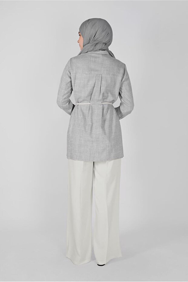 41628 Model Buttoned Checkered Tunic - 3