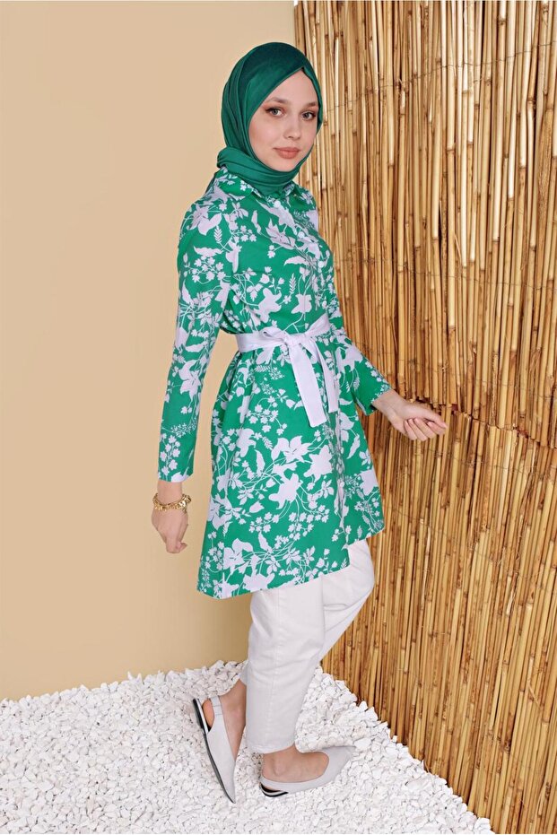 Flower Patterned Tunic 41804 - 2