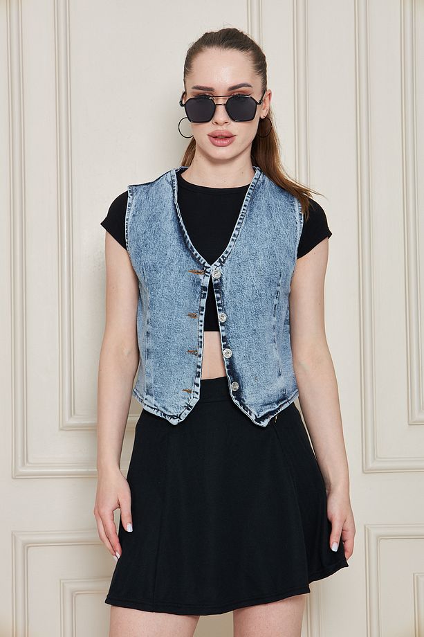 Mavi Crop Kot Yelek - 2