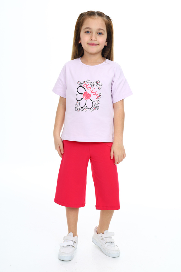 Girl's Daisy Printed Flower Printed Capri Suit