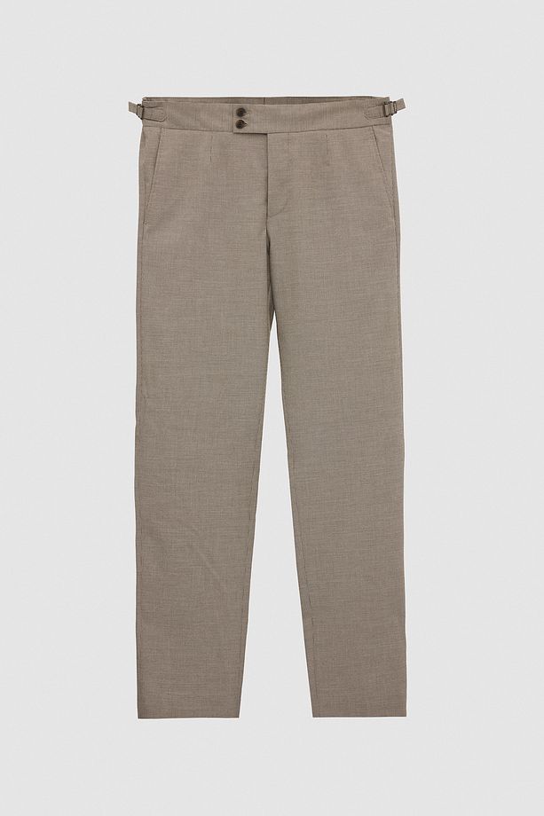 Slim Fit Bej Mikro Desen Kumaş Pantolon - 5