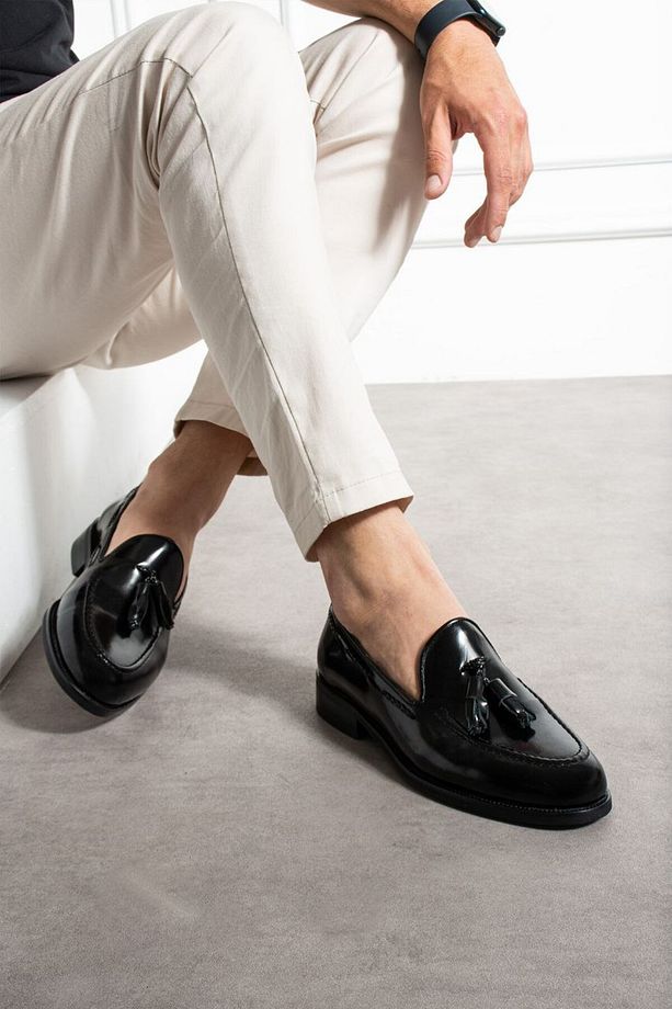 Erkek Siyah Loafer Açma Deri Corcik Casual Ayakkabı - 3