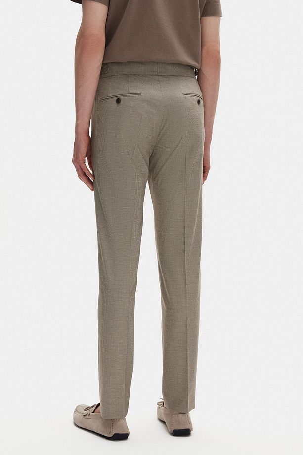 Slim Fit Bej Mikro Desen Kumaş Pantolon - 3