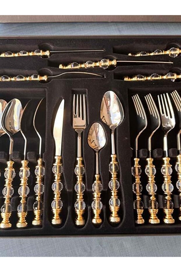 RUSTİK 24 PARÇA YEMEK SETİ ALTIN - 2