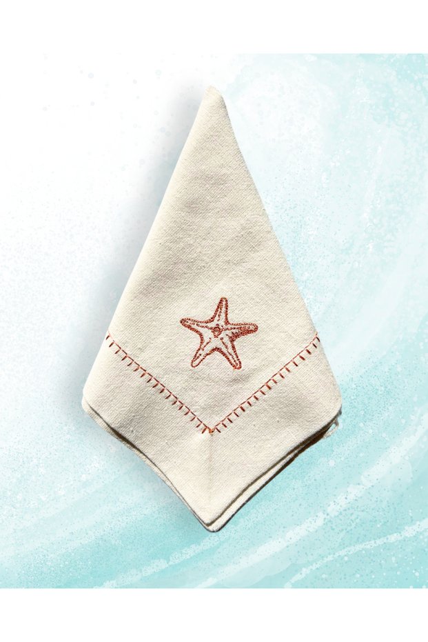 Linen Napkin, Embroidered Napkin, Marine Napkin