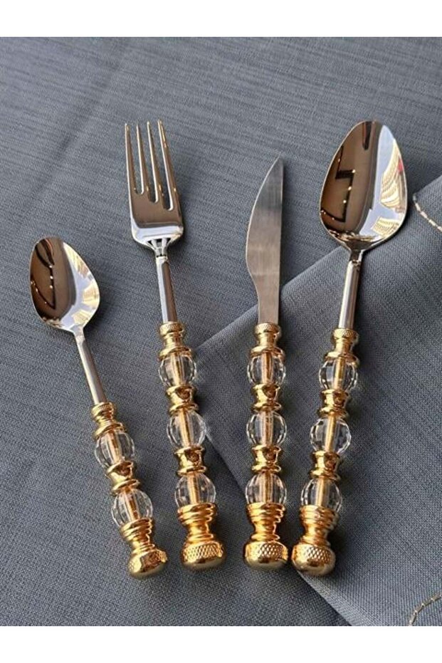 RUSTİK 24 PARÇA YEMEK SETİ ALTIN - 4