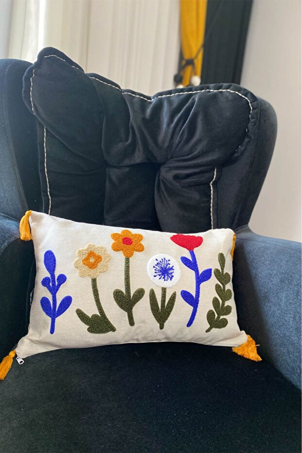 Bugi Home Collection Punch Embroidered Throw Pillow Cover