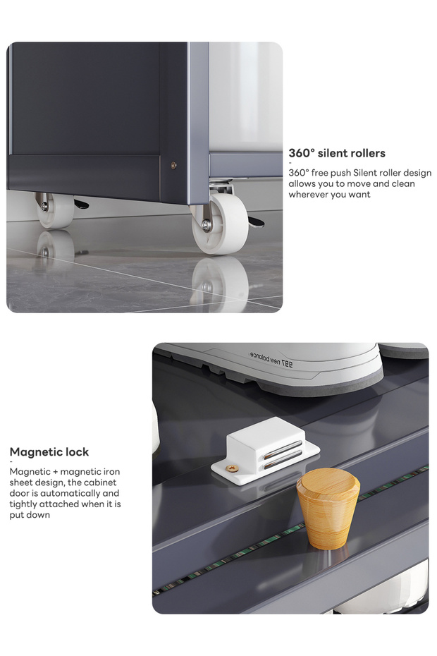 Kitchen Cabinets, Multi-layer Storage Cabinets, Movable Cupboards with Wheels - 7