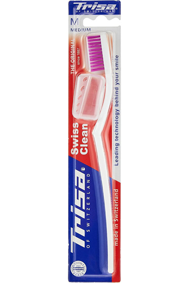 Trisa Swiss Clean Medium Toothbrush Wuth Travel Cap