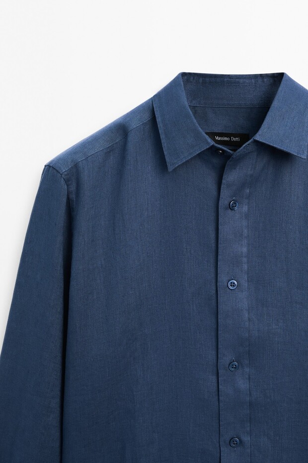 %100 keten slim fit gömlek - 6