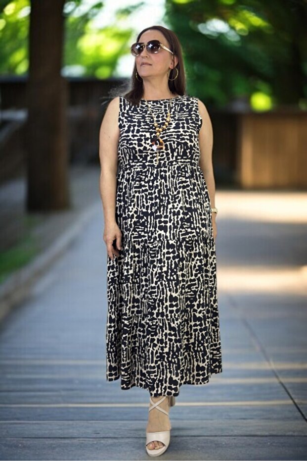 Japanese Sleeveless Robes with Fluffy Intermediate Length Plus Size Cotton Viscose Dress