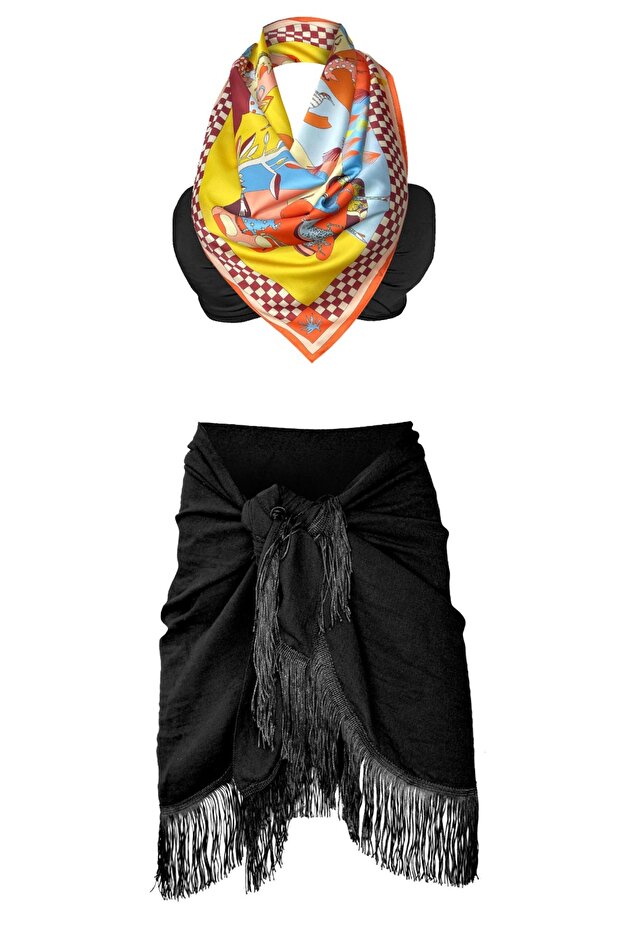 Nil Fular Yellow&Oranj Fular Eşarp - 6