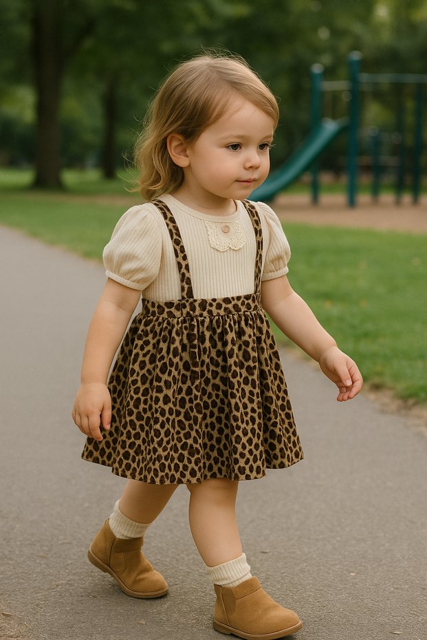 Leopard Lace Collar Slopet Dress European Fit Style Fashion Holiday