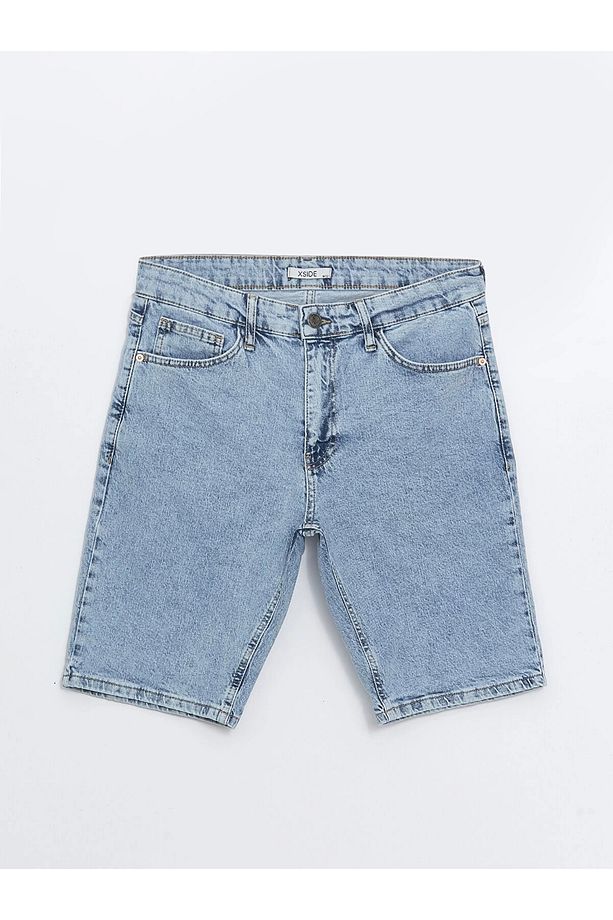 XSIDE Indigo Standart Kalıp Erkek Jean Şort - 5