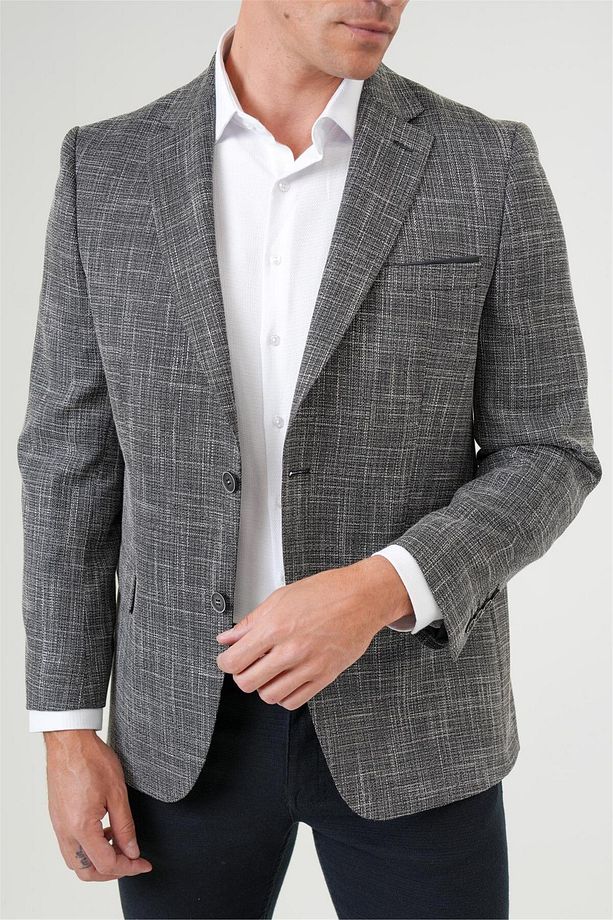 Siyah Regular Fit Desenli Mono Yaka 4 Drop Ceket - 2