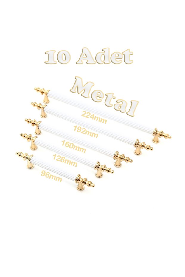 Tuana Rustic Aluminum Metal Luxury Modern Furniture Drawer Kitchen Cabinet Handle White-Gold (10 Pcs)