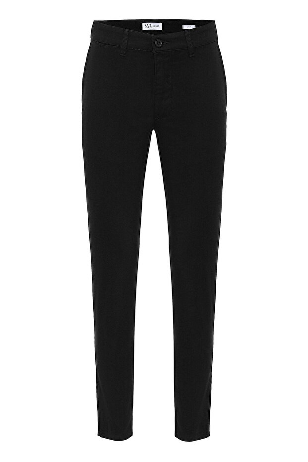 Siyah Slim Armürlü Pantolon - 1