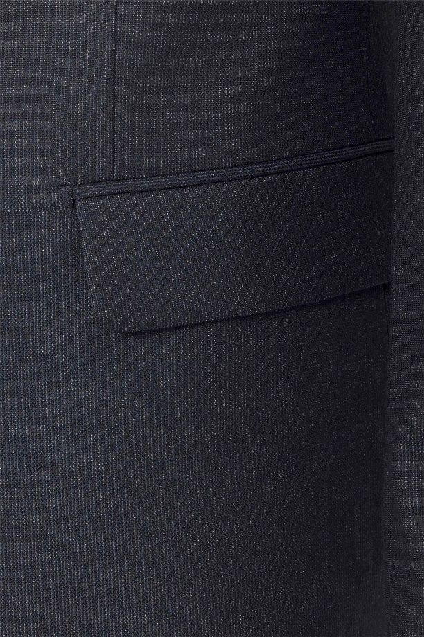 Lacivert Slim Fit Desenli Sivri Yaka 6 Drop Klasik Takım Elbise - 4