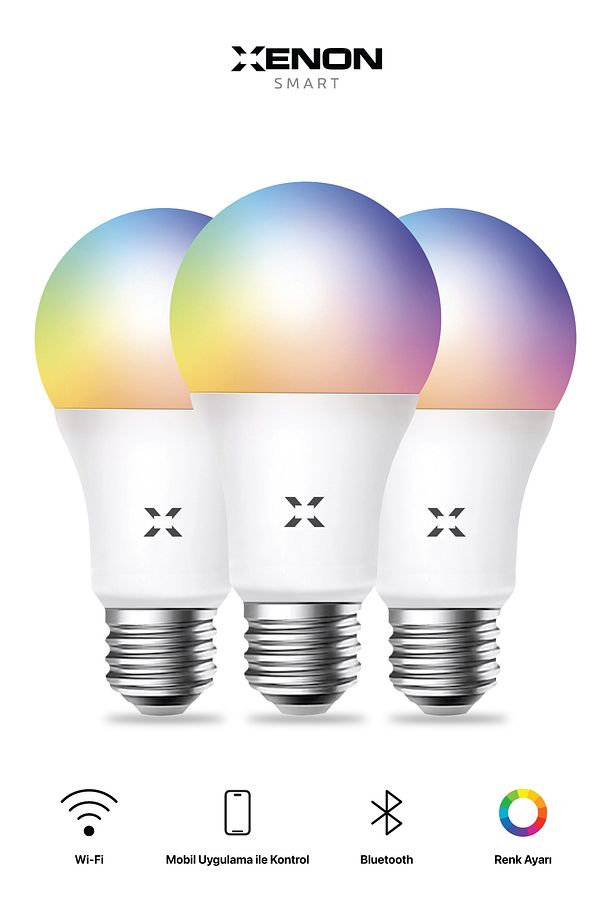 Akıllı Rgb Led Ampul 9w App Kontrol Sesli Komut Wi-fi Zamanlayıcılı Aydınlatma Seti 3 Adet X7021 - 3