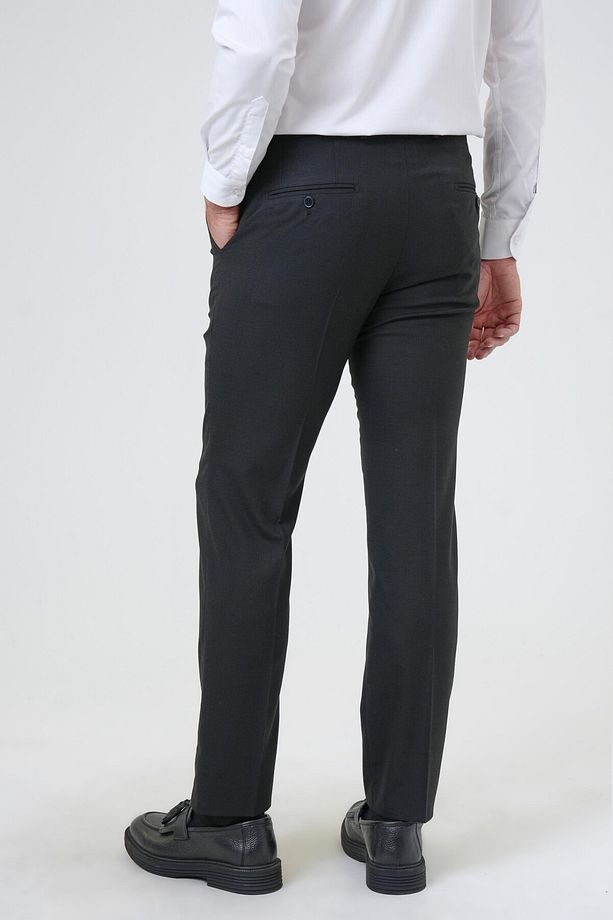 Siyah Regular Desenli Kumaş Pantolon - 4