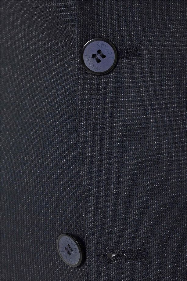Lacivert Slim Fit Desenli Sivri Yaka 6 Drop Klasik Takım Elbise - 3