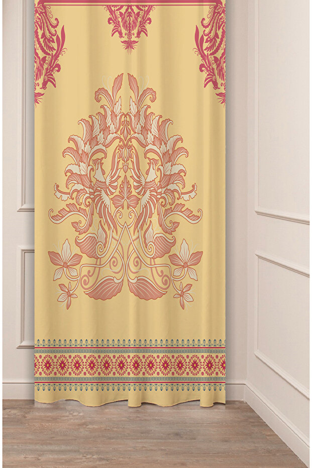 Authentic, Anatolian, Ethnic Patterned Special Design Digital Printed (Single Wing) Modern Stylish Background Curtain
