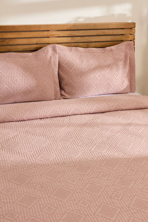 Serenty Çift Kişilik Yatak Örtüsü Takımı Rose - 4