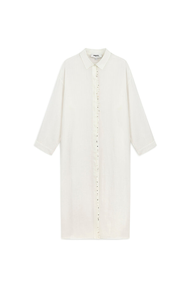 İşlemeli keten tunik - 3