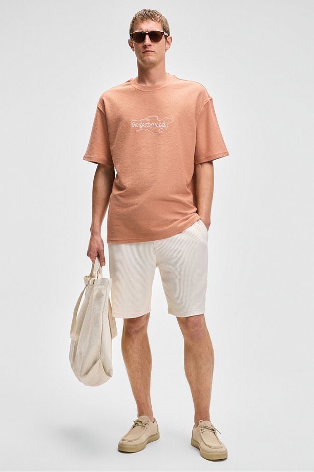 MALYES Erkek Beli Lastikli Kordonlu Yanda Çift Arkada Tek Cepli Relaxed Fit Krem Şort & Bermuda - 4