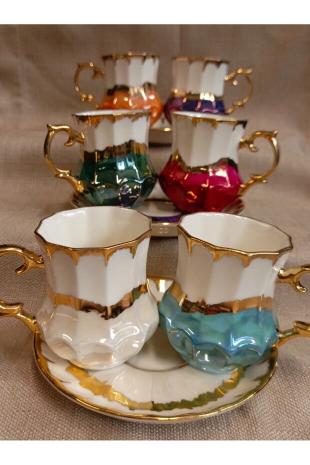 Bi̇lican Porcelain Hand Decorated Painting Cup Set
