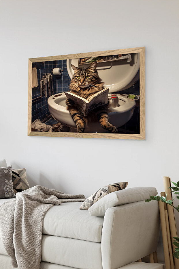 One Piece Wooden Frame Look Cat Printed Mdf 20X30 cm Painting - Model 28