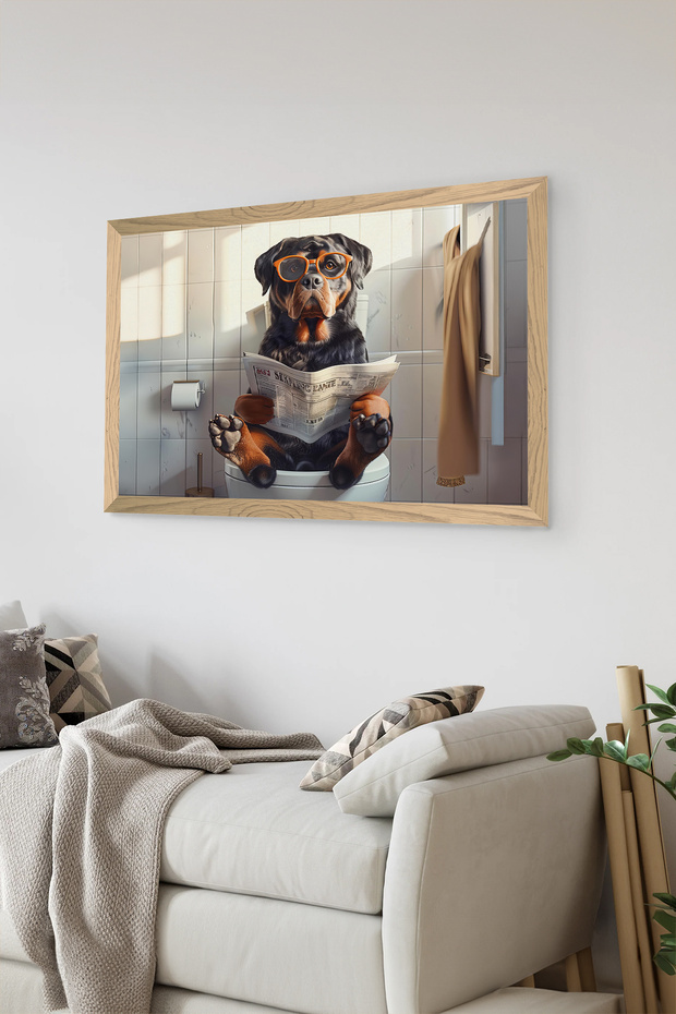 One Piece Wooden Frame Look Dog Printed Mdf 48X33 cm Painting - Model 46